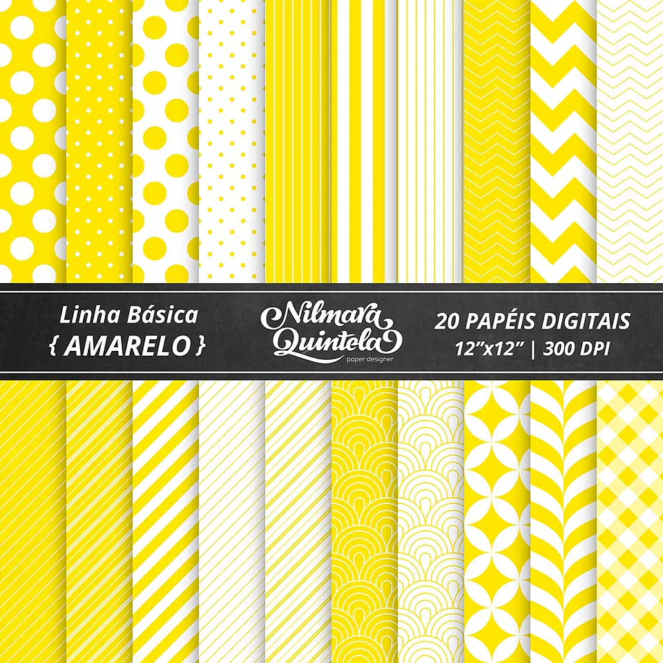 Kit Digital Papeis Basico Amarelo 1 1
