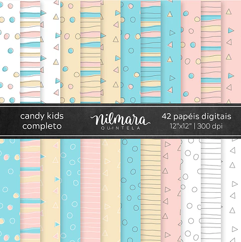 Kit Digital Papeis Candy Kids Completo 43