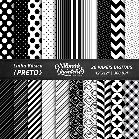 Kit Digital Papeis Basico Preto 23