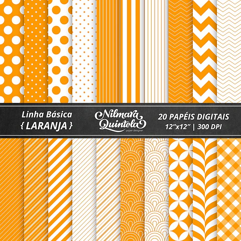 Kit Digital Papeis Basico Laranja 16
