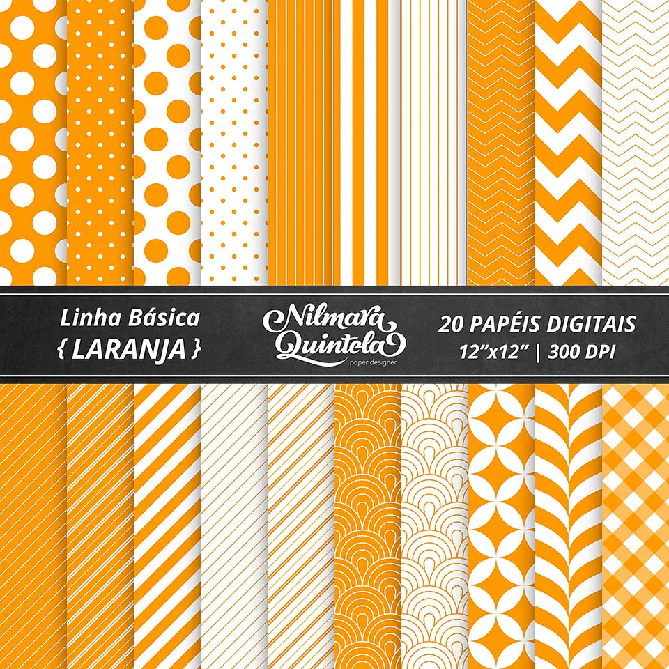 Kit Digital Papeis Basico Laranja 16 1