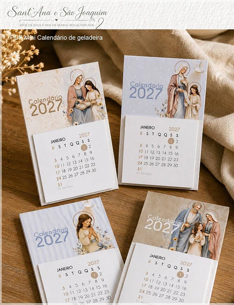 Arquivo de Corte Calendário Mini Imã de Geladeira Santana e São Joaquim 1
