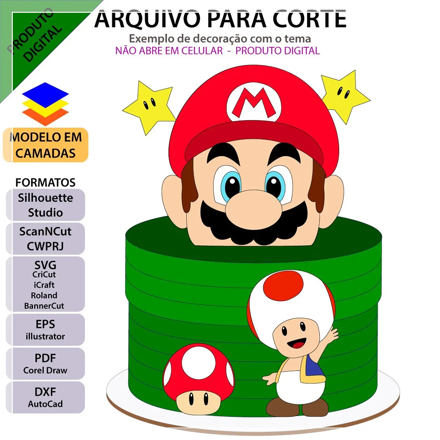 Arquivo de Corte Topo de Bolo Super Mario 25 1