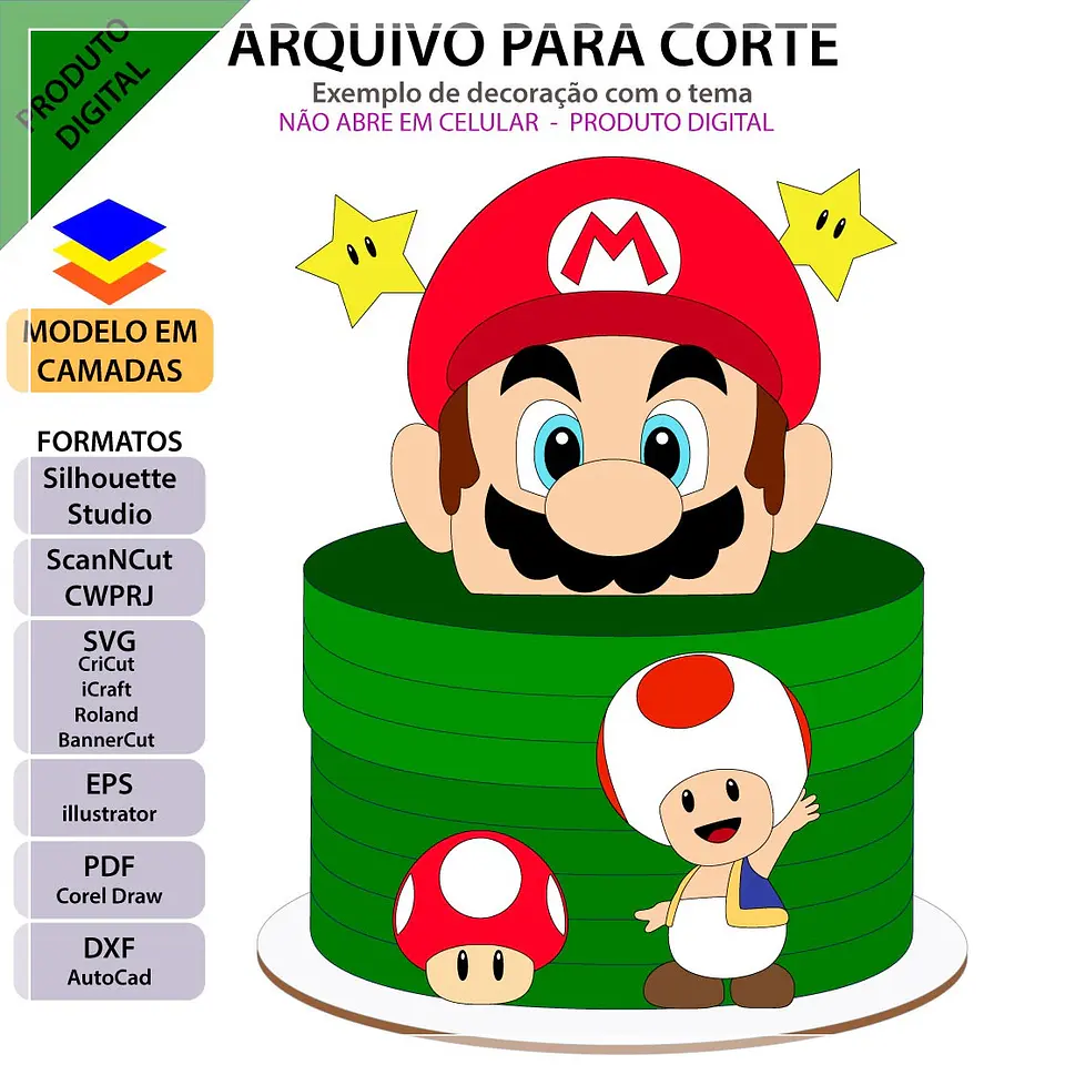 Arquivo de Corte Topo de Bolo Super Mario 25 1