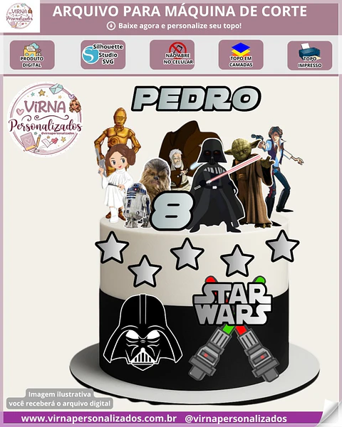 Arquivo de Corte Topo de Bolo Star Wars 27