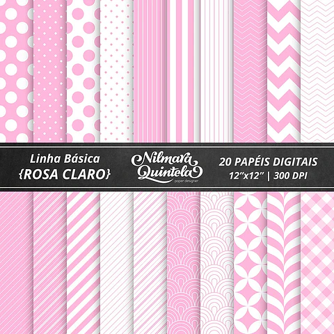 Kit Digital Papeis Basico Rosa Claro 24