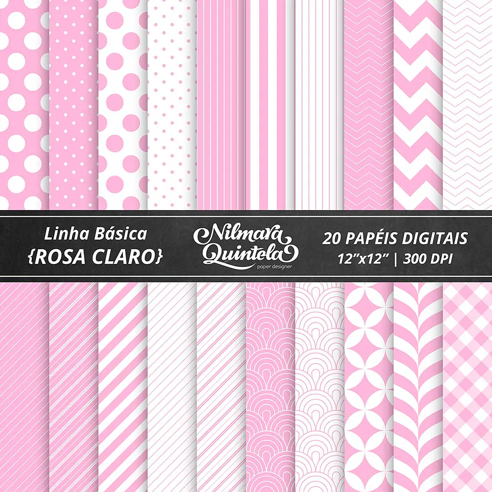 Kit Digital Papeis Basico Rosa Claro 24 1