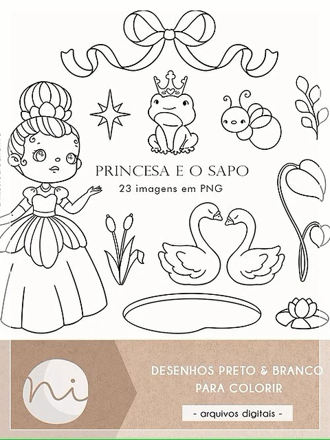 Kit Digital Princesa e o Sapo Colorir 163