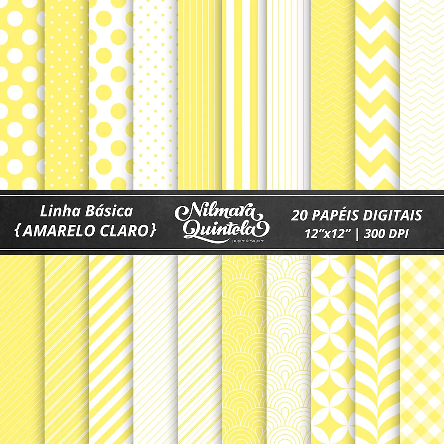 Kit Digital Papeis Basico Amarelo Claro 2 1