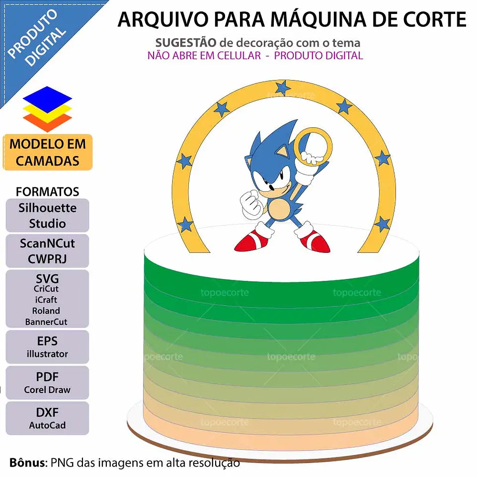 Arquivo de Corte Topo de Bolo Sonic 38 1