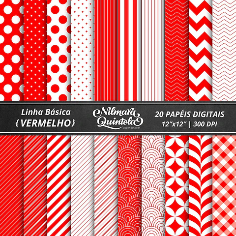 Kit Digital Papeis Basico Vermelho 34