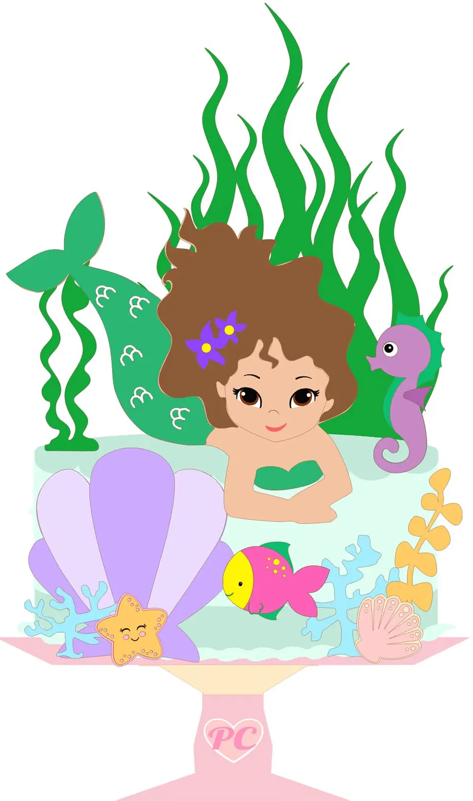 Arquivo de Corte Topo de Bolo Sereia 50 1