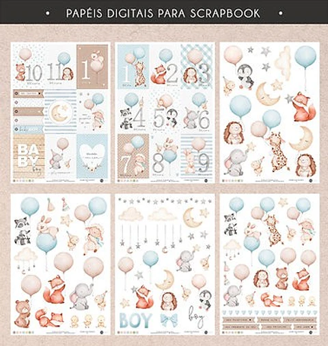 Kit Digital Papeis para Scrapbook Celebre Cada Momento 135