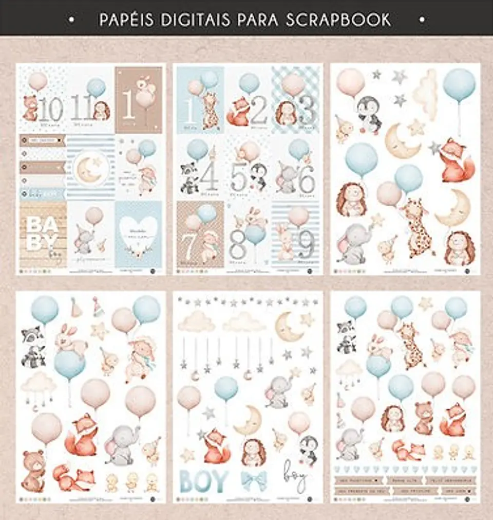 Kit Digital Papeis para Scrapbook Celebre Cada Momento 135 1