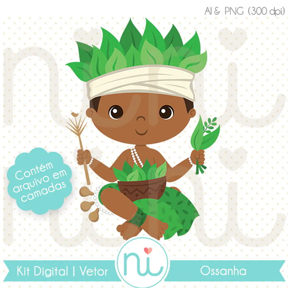 Kit Digital Orixás Ossanha Ossain Clipart Vetor 133 1