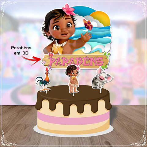 Arquivo de Corte Topo de Bolo Moana Baby Cute 10