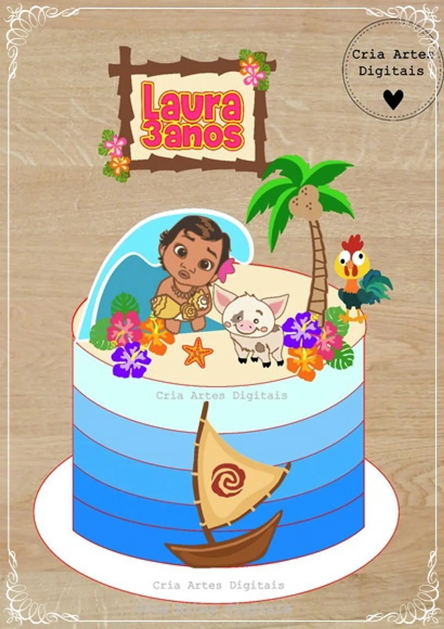Arquivo de Corte Topo de Bolo Moana Baby Cute 9 1