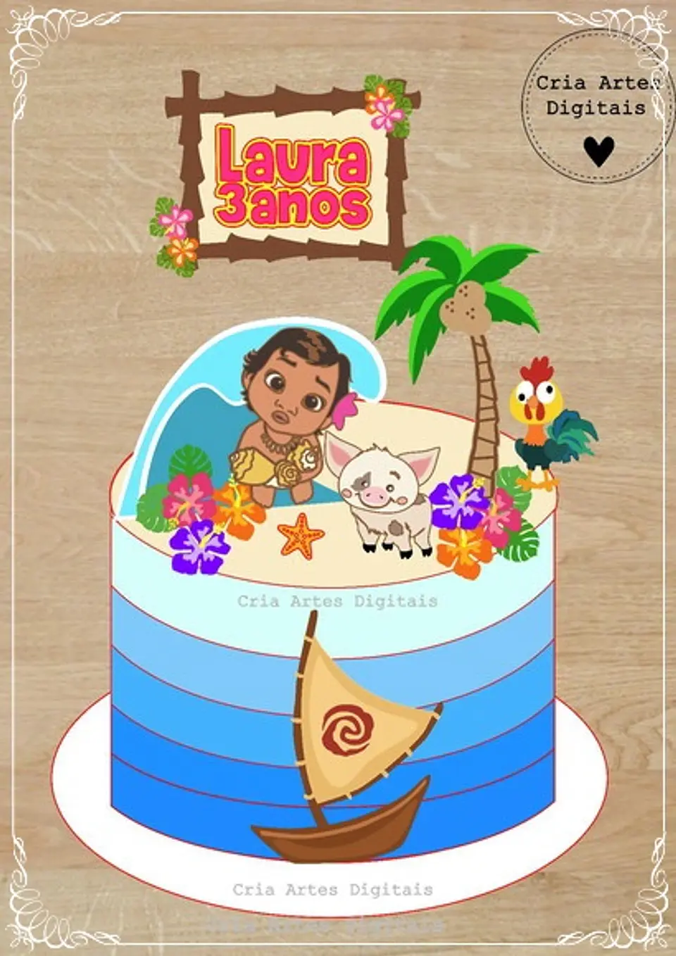Arquivo de Corte Topo de Bolo Moana Baby Cute 9 1