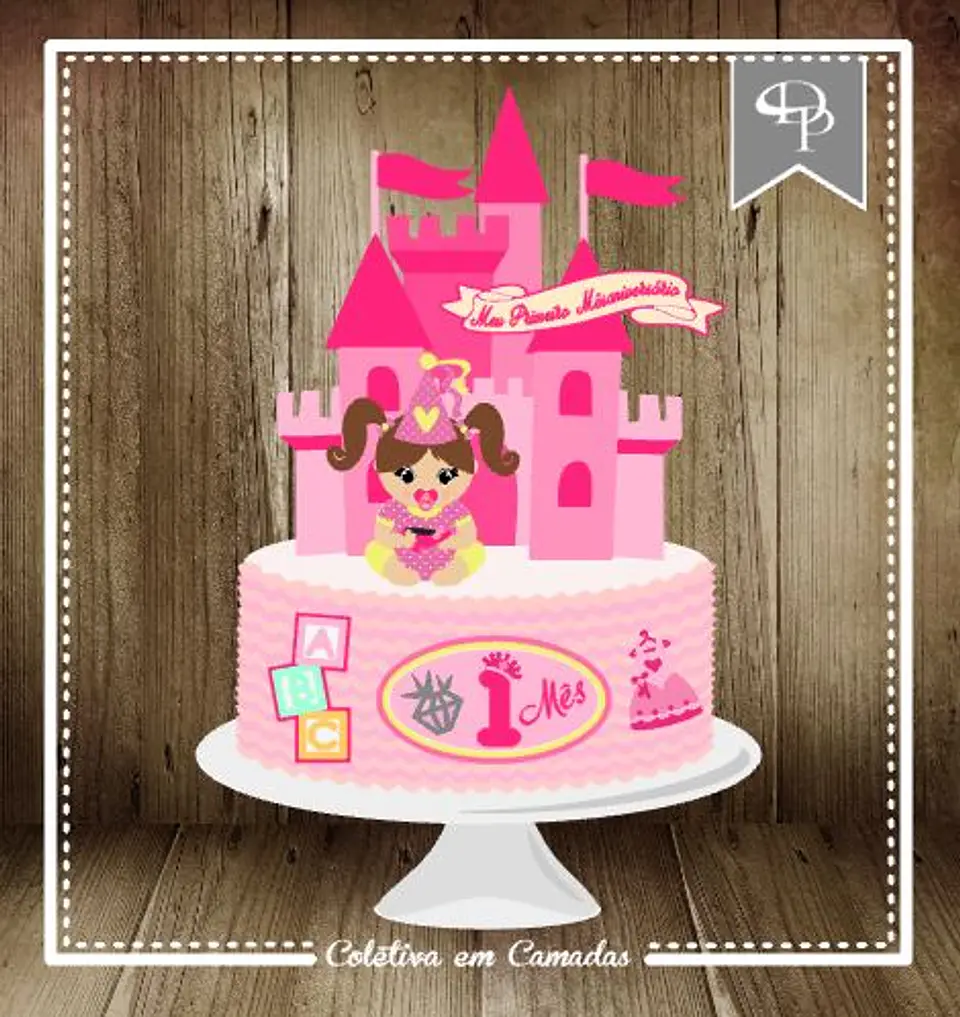 Arquivo de Corte Topo de Bolo Mesversário Menina 3 1