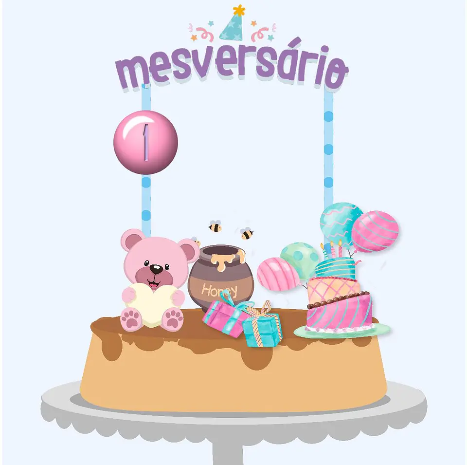 Arquivo de Corte Topo de Bolo Mesversário Menina 1 1
