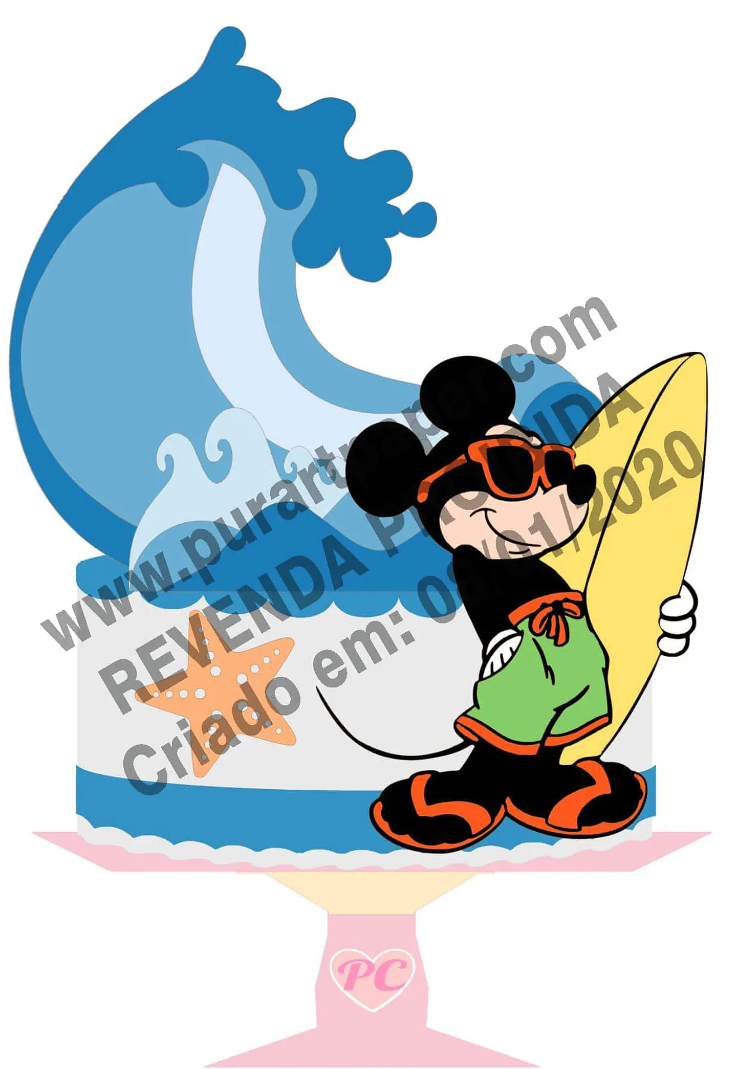 Arquivo de Corte Topo de Bolo Mickey Praia 3 1