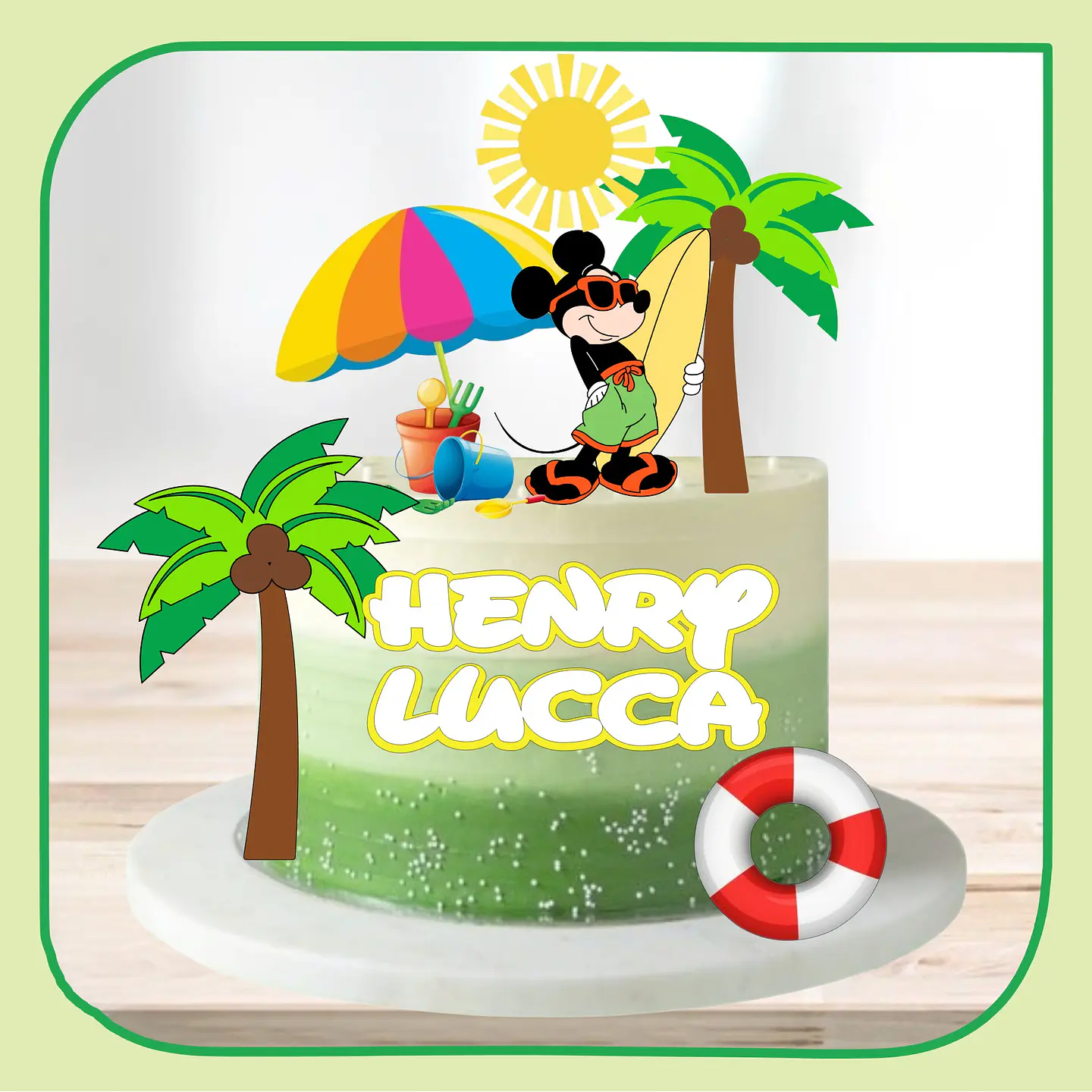 Arquivo de Corte Topo de Bolo Mickey Praia 1 1