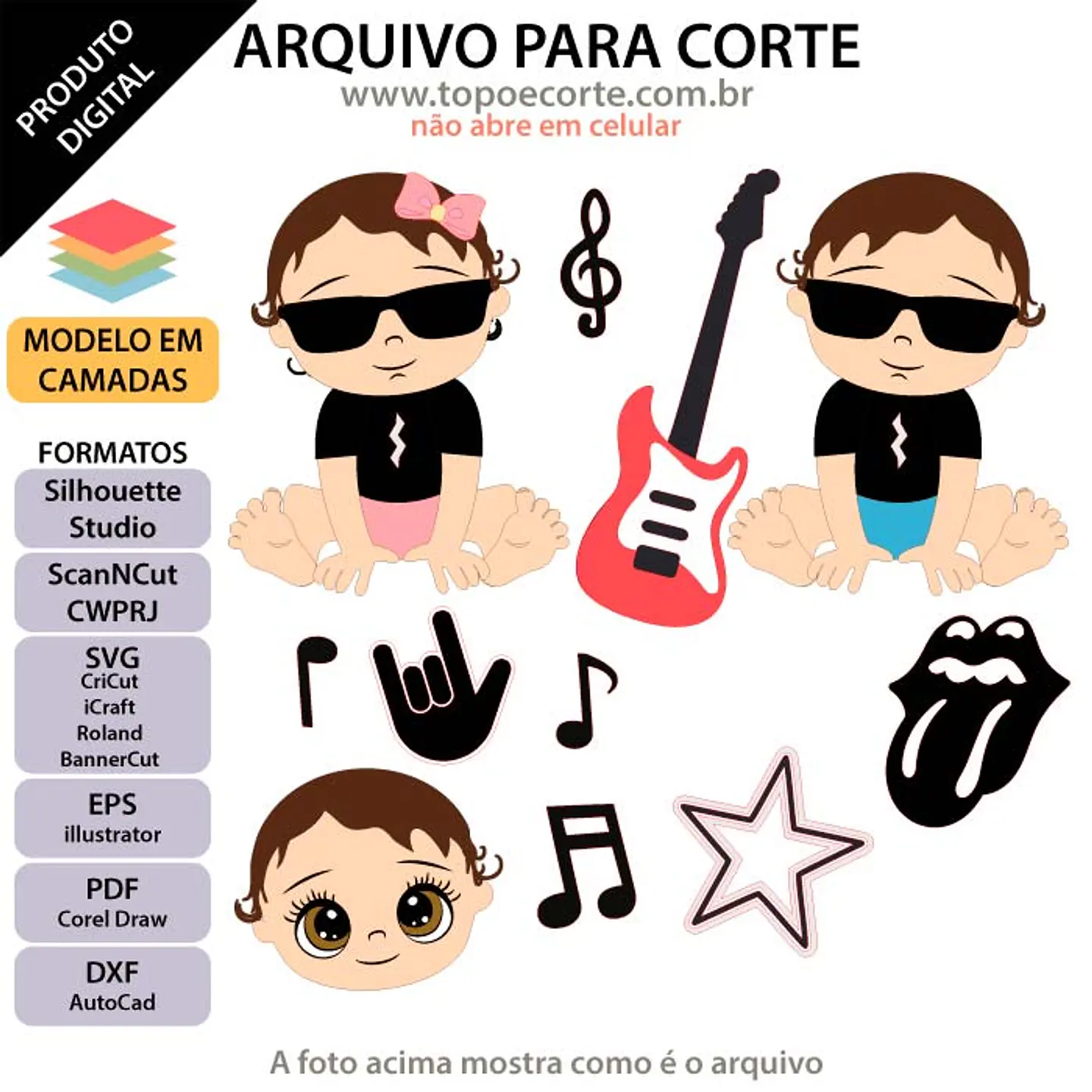 Arquivo de Corte Topo de Bolo Musica Rock Guitarra 6 1