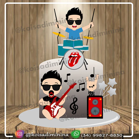 Arquivo de Corte Topo de Bolo Musica Rock Bateria 5