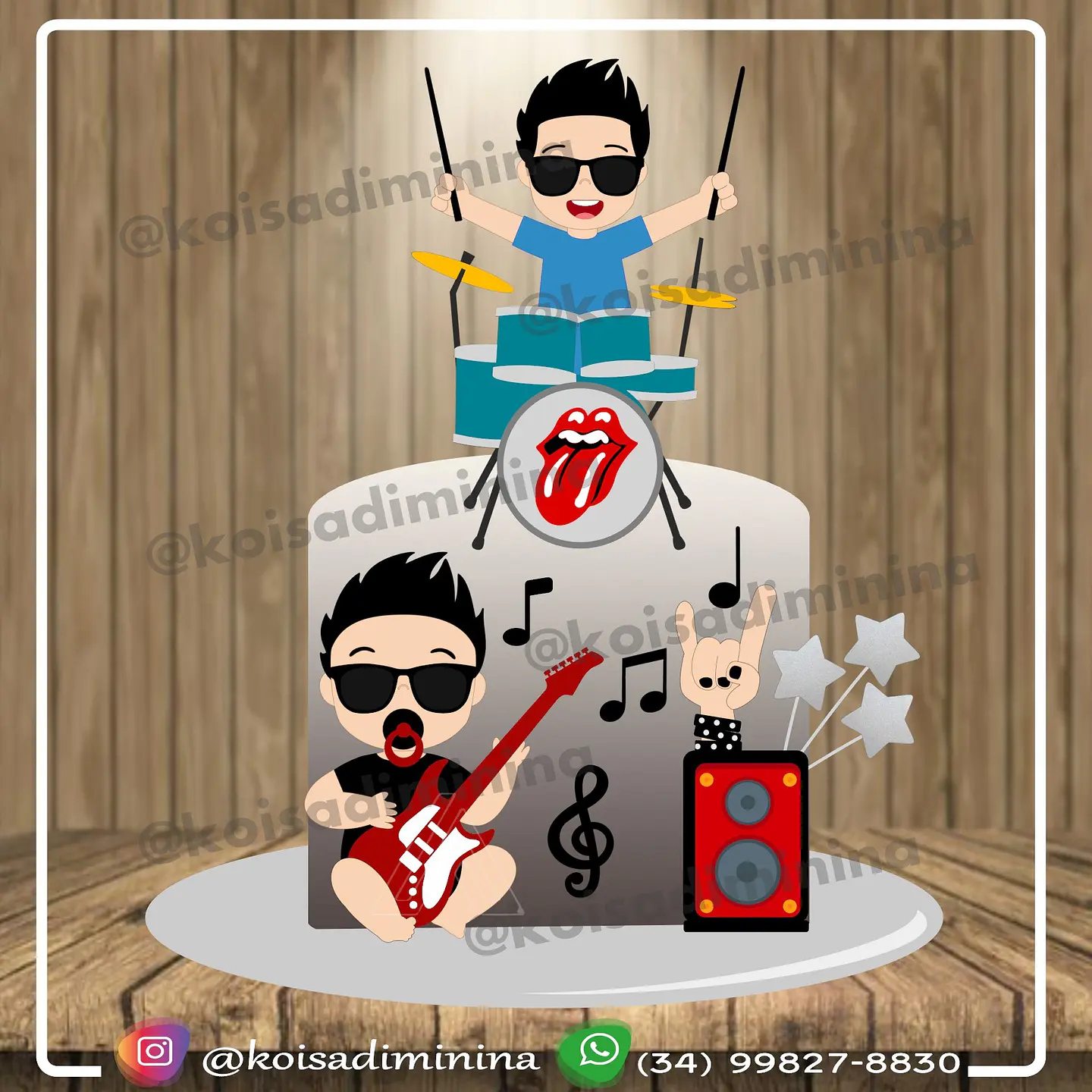 Arquivo de Corte Topo de Bolo Musica Rock Bateria 5 1