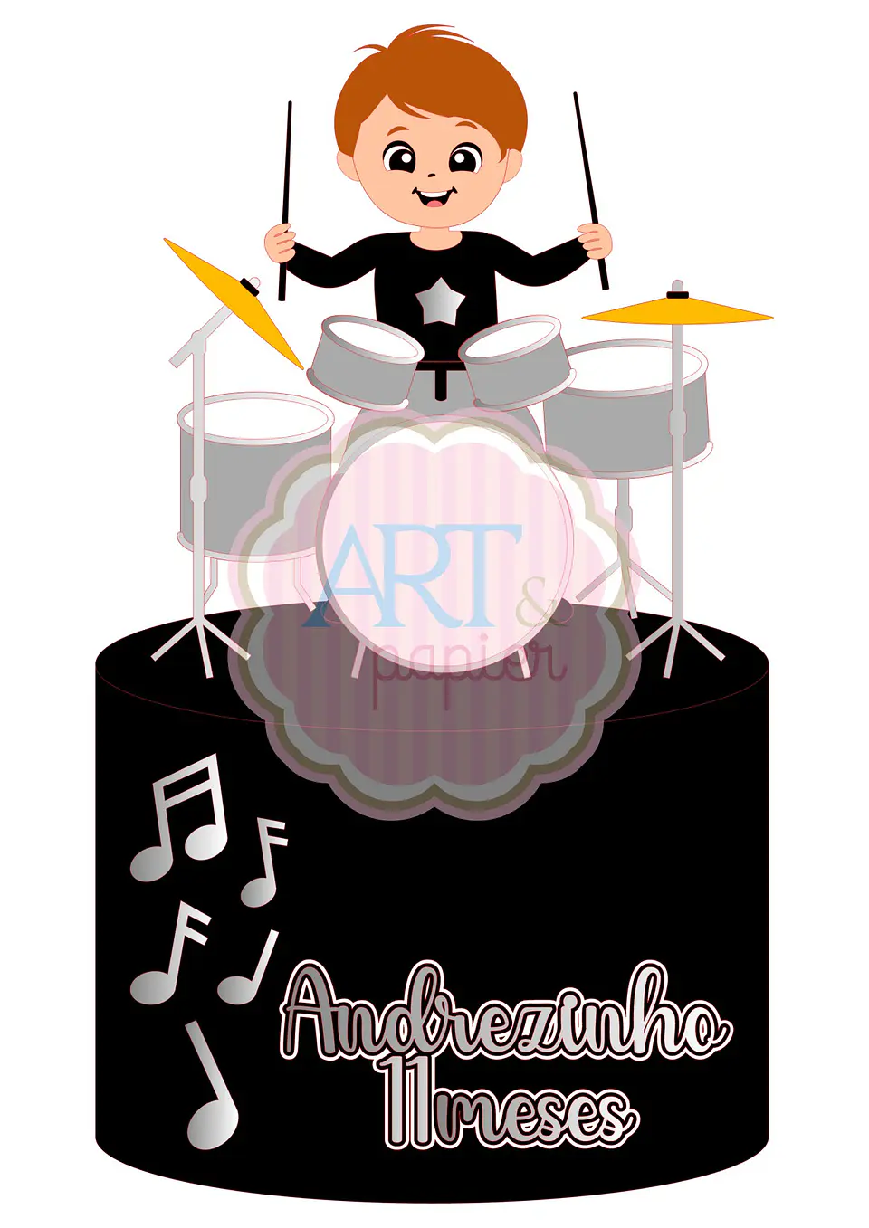 Arquivo de Corte Topo de Bolo Musica Rock Bateria 1 1