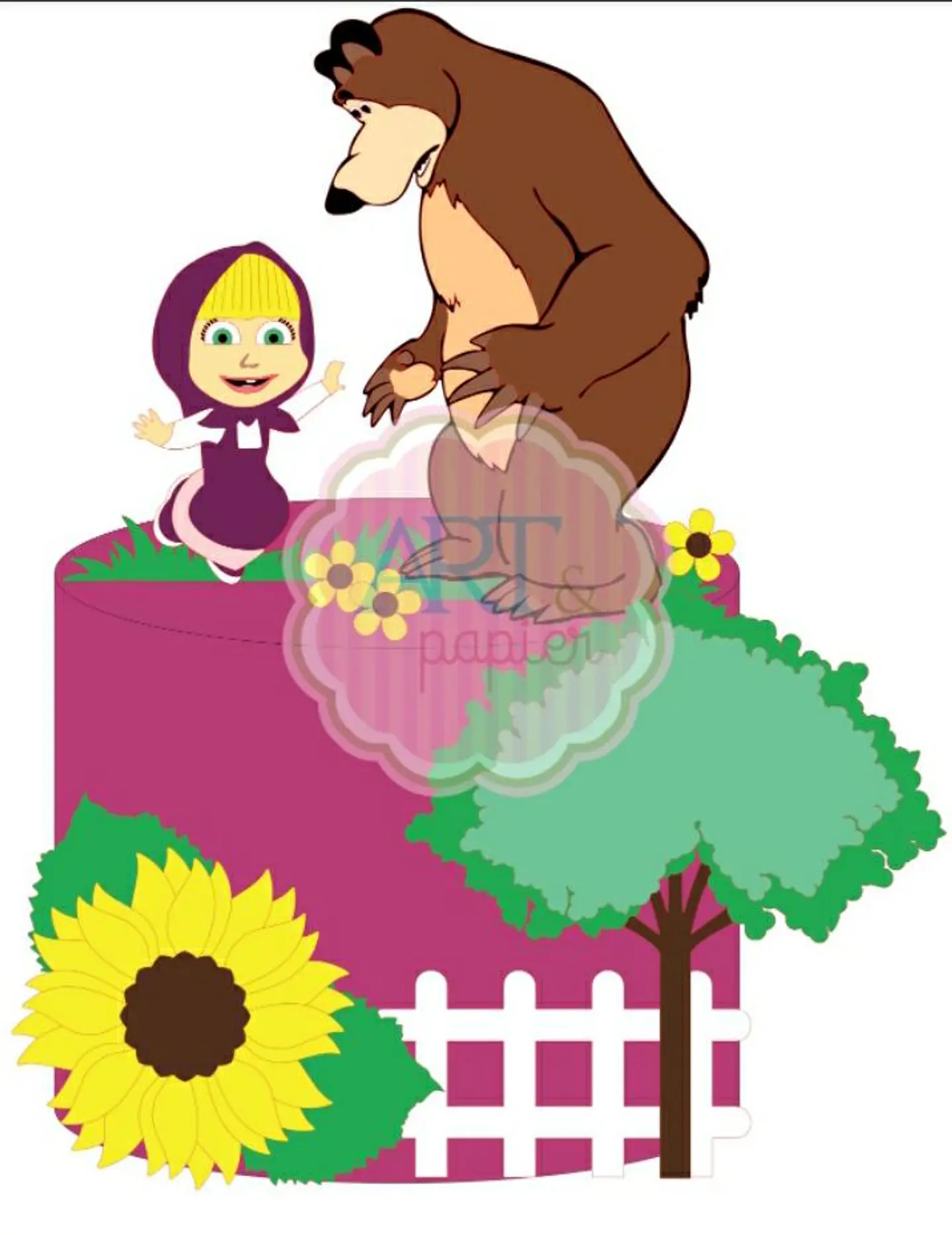Arquivo de Corte Topo de Bolo Masha e o Urso 32 1