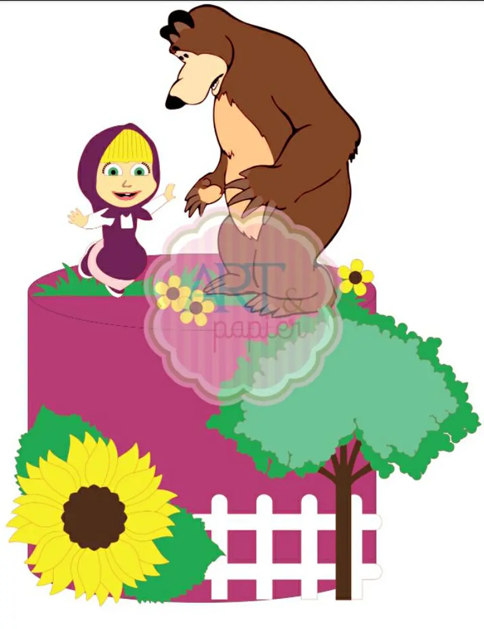 Arquivo de Corte Topo de Bolo Masha e o Urso 32 1