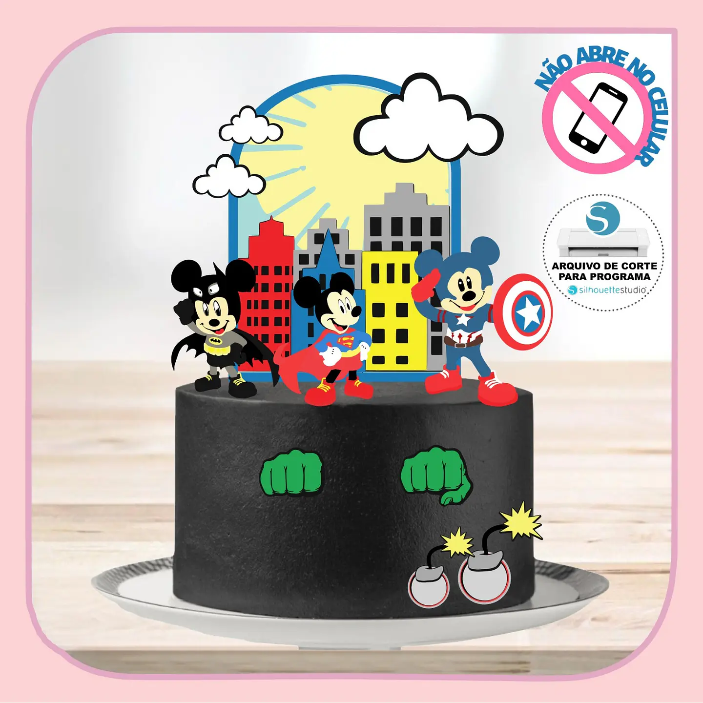 Arquivo de Corte Topo de Bolo Mickey Herois 1 1