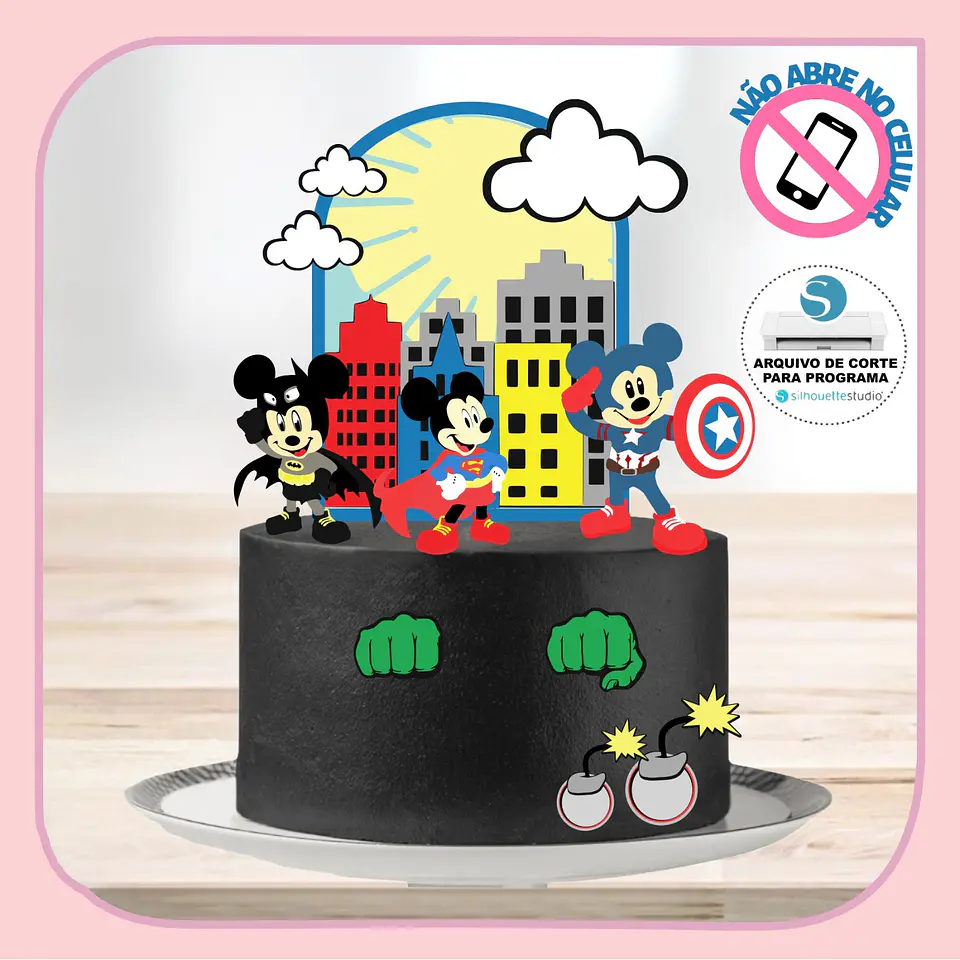Arquivo de Corte Topo de Bolo Mickey Herois 1 1