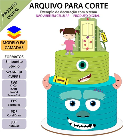 Arquivo de Corte Topo de Bolo Monstros S.A 17