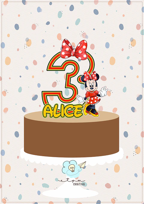 Arquivo de Corte Topo de Bolo Minnie Vermelha 55