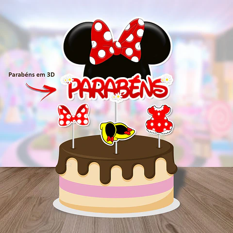 Arquivo de Corte Topo de Bolo Minnie Vermelha 25