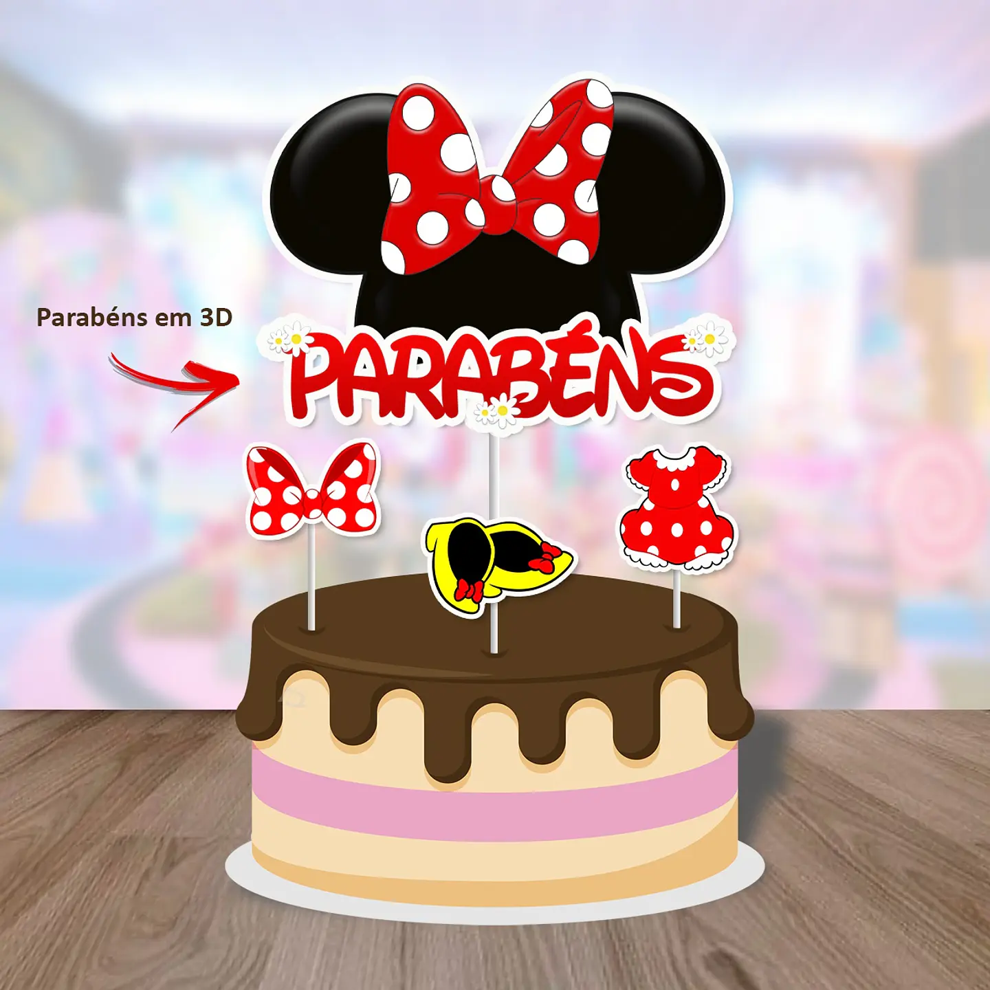 Arquivo de Corte Topo de Bolo Minnie Vermelha 25 1
