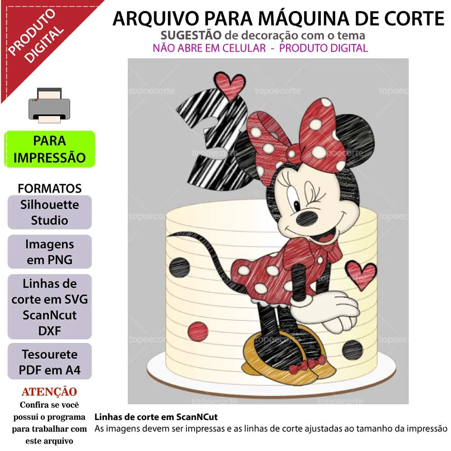 Arquivo de Corte Topo de Bolo Minnie Vermelha 6 1