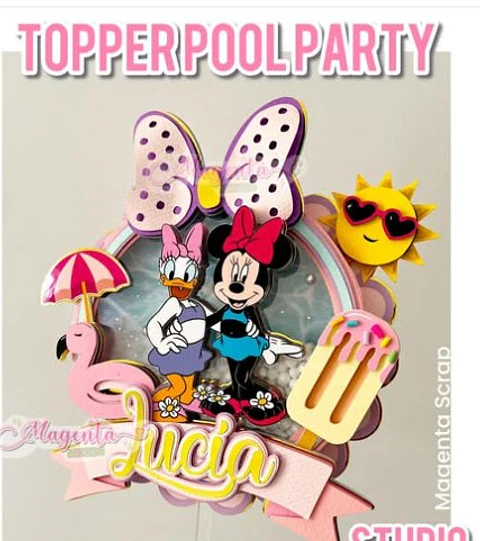 Arquivo de Corte Topo de Bolo Minnie Pool Party 5