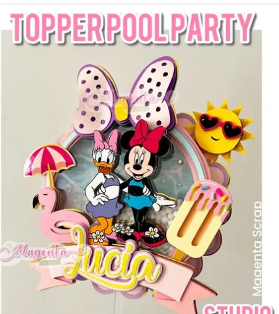 Arquivo de Corte Topo de Bolo Minnie Pool Party 5 1