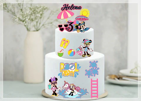 Arquivo de Corte Topo de Bolo Minnie Pool Party 2
