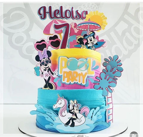 Arquivo de Corte Topo de Bolo Minnie Pool Party 1