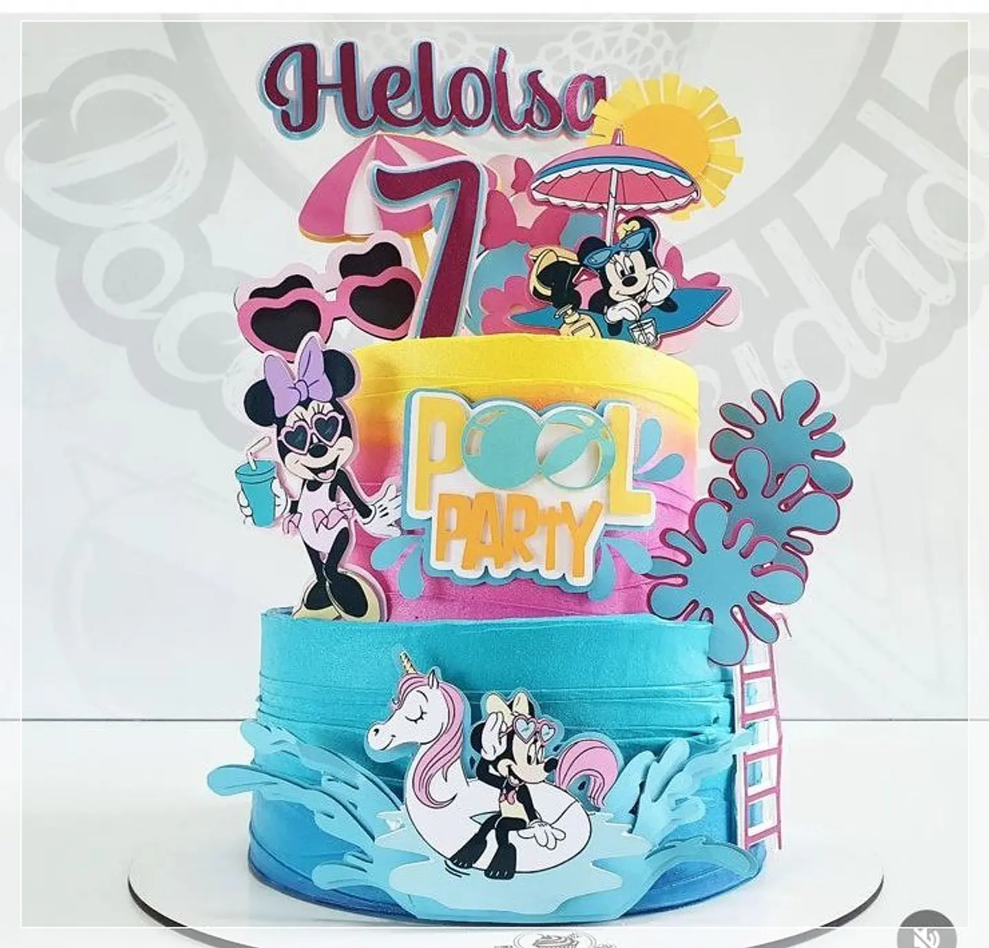 Arquivo de Corte Topo de Bolo Minnie Pool Party 1 1