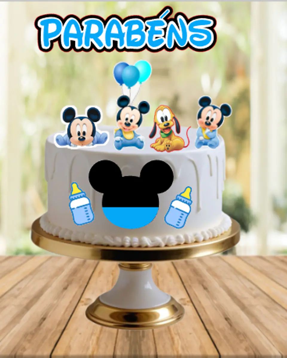 Arquivo de Corte Topo de Bolo Mickey Baby 10 1