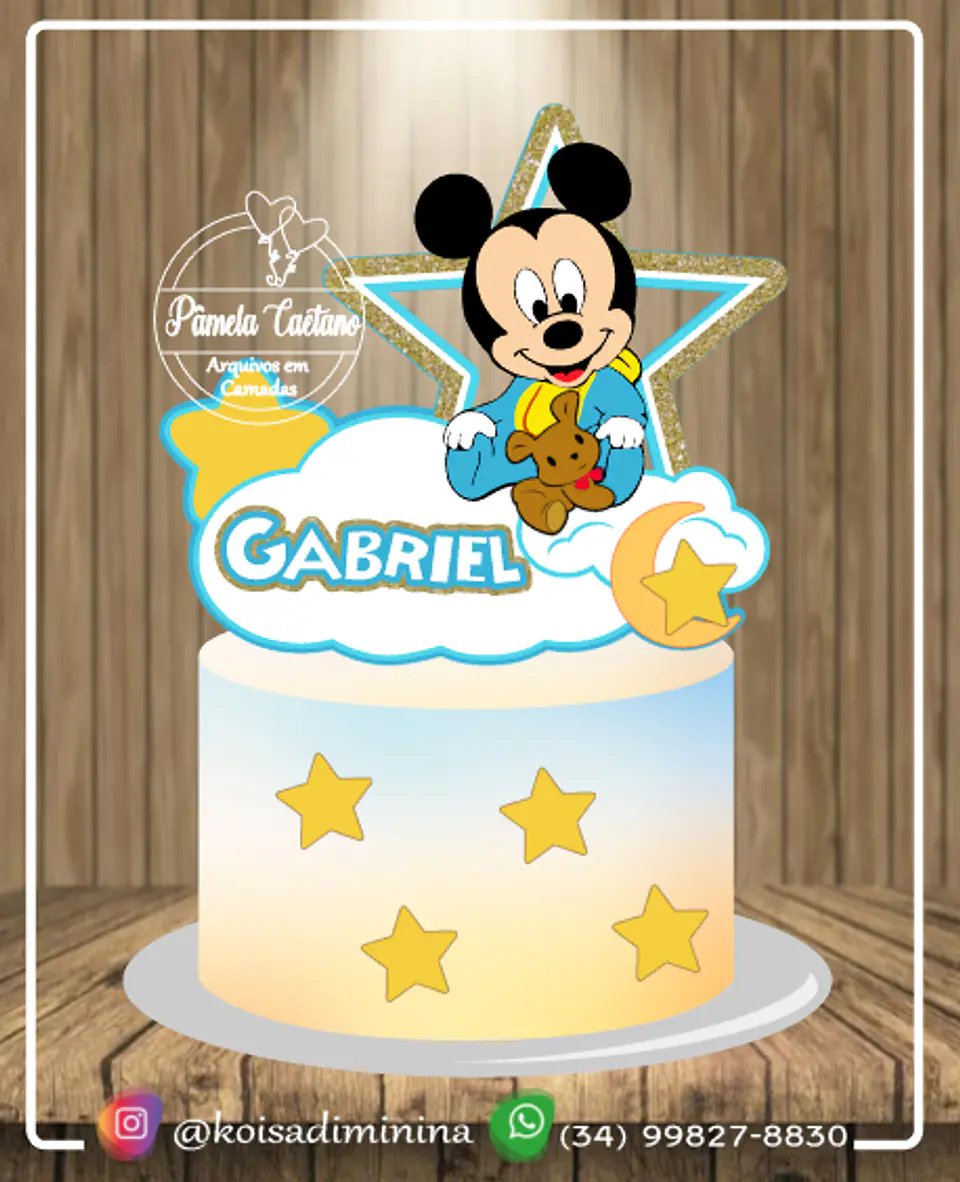 Arquivo de Corte Topo de Bolo Mickey Baby 5 1
