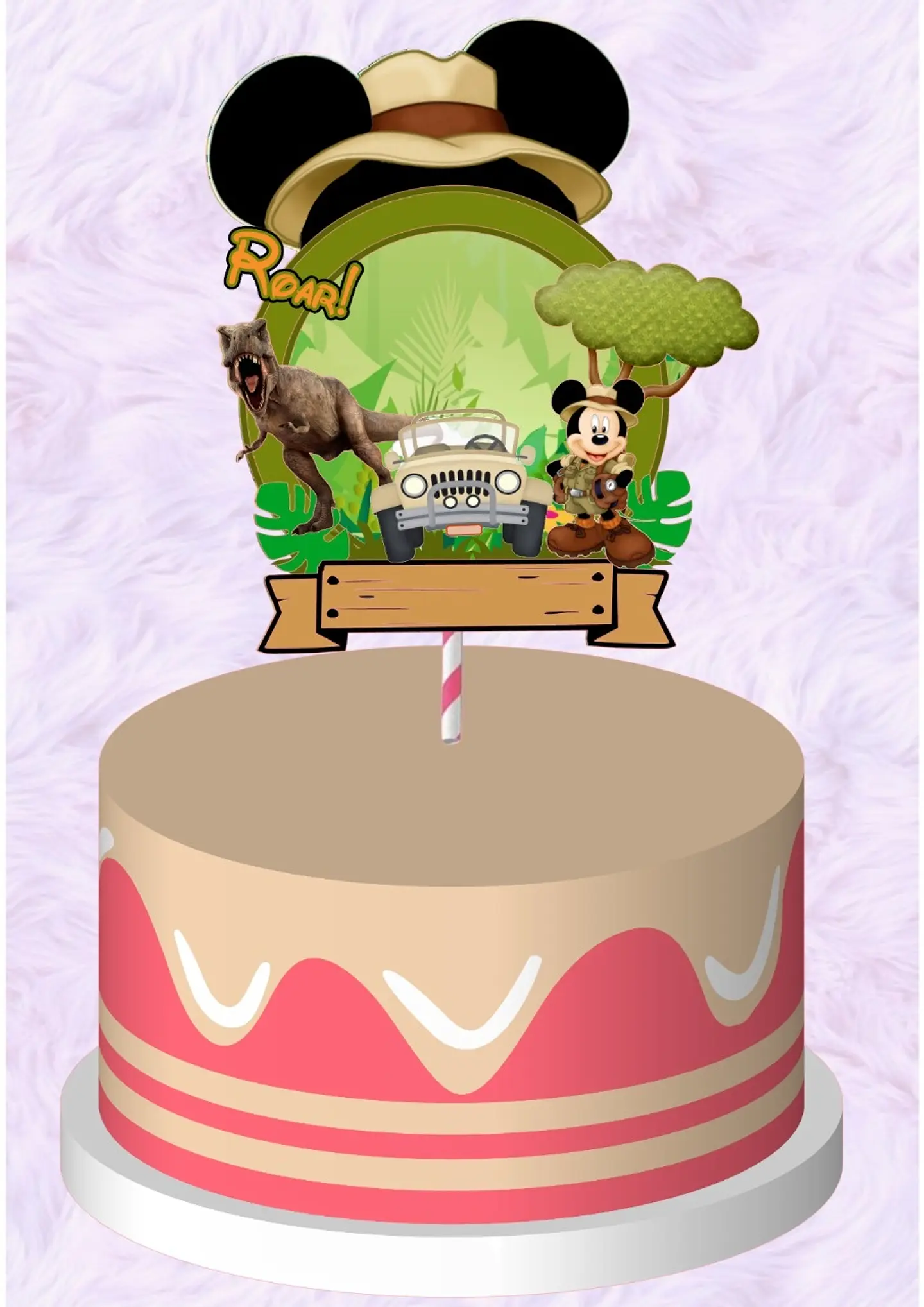 Arquivo de Corte Topo de Bolo Mickey Safari 4 1
