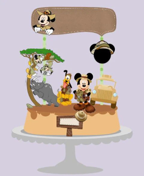 Arquivo de Corte Topo de Bolo Mickey Safari 1