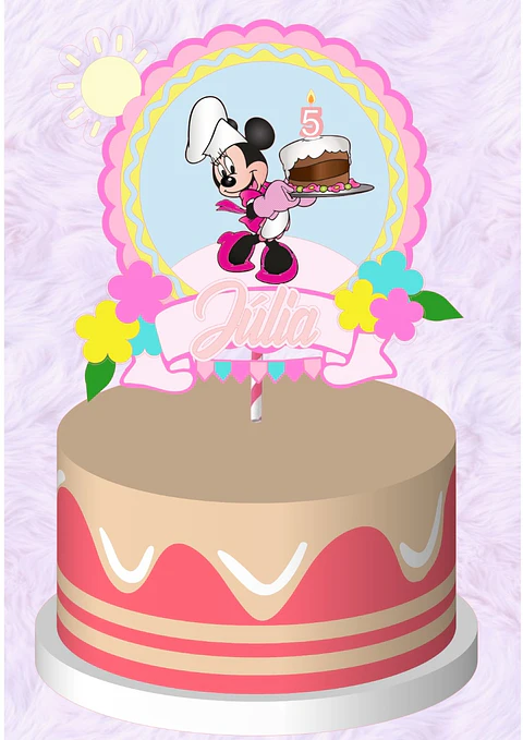 Arquivo de Corte Topo de Bolo Minnie Confeiteira 2
