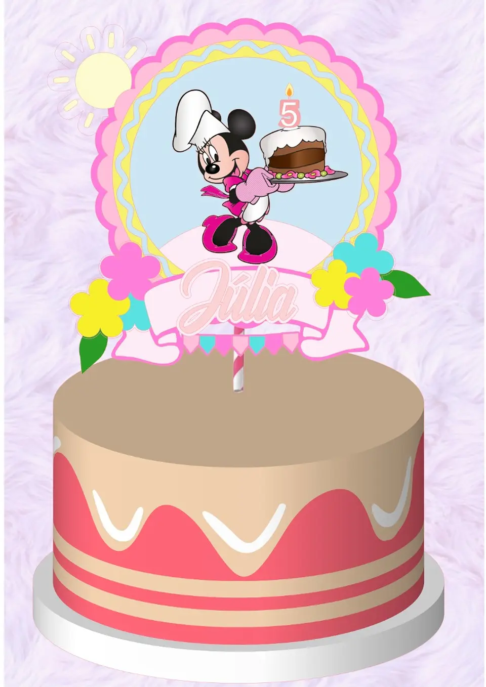 Arquivo de Corte Topo de Bolo Minnie Confeiteira 2 1